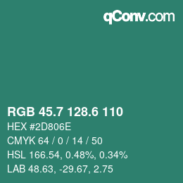 カラーコード: RGB 45.7 128.6 110 | qconv.com