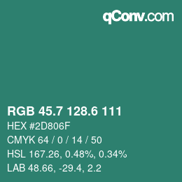 カラーコード: RGB 45.7 128.6 111 | qconv.com