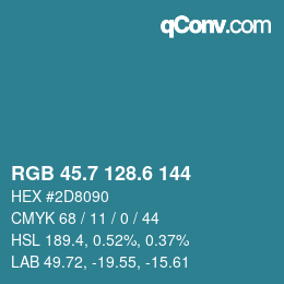 カラーコード: RGB 45.7 128.6 144 | qconv.com