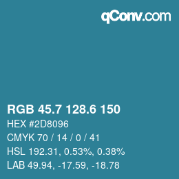 カラーコード: RGB 45.7 128.6 150 | qconv.com