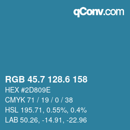 カラーコード: RGB 45.7 128.6 158 | qconv.com