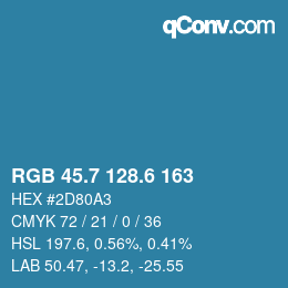 カラーコード: RGB 45.7 128.6 163 | qconv.com
