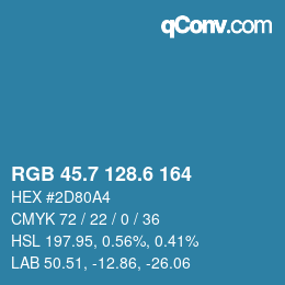 カラーコード: RGB 45.7 128.6 164 | qconv.com