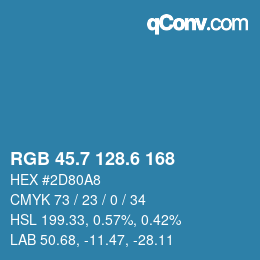 カラーコード: RGB 45.7 128.6 168 | qconv.com