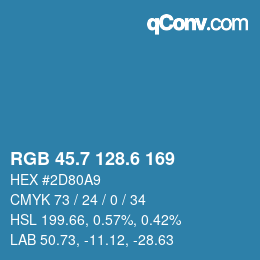 カラーコード: RGB 45.7 128.6 169 | qconv.com