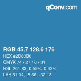 カラーコード: RGB 45.7 128.6 176 | qconv.com