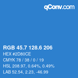 カラーコード: RGB 45.7 128.6 206 | qconv.com