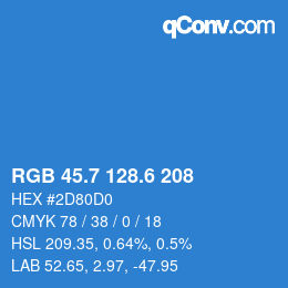 カラーコード: RGB 45.7 128.6 208 | qconv.com