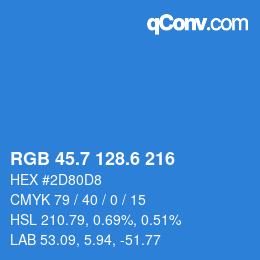 カラーコード: RGB 45.7 128.6 216 | qconv.com