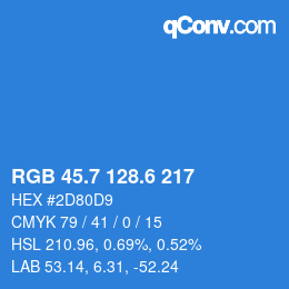 カラーコード: RGB 45.7 128.6 217 | qconv.com
