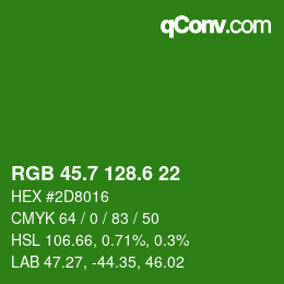 カラーコード: RGB 45.7 128.6 22 | qconv.com
