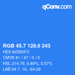カラーコード: RGB 45.7 128.6 243 | qconv.com