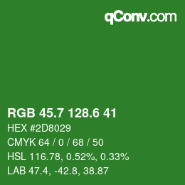 カラーコード: RGB 45.7 128.6 41 | qconv.com