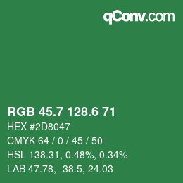 カラーコード: RGB 45.7 128.6 71 | qconv.com