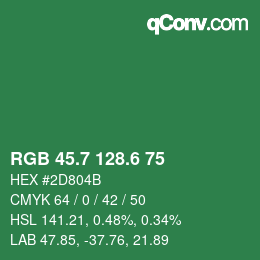 カラーコード: RGB 45.7 128.6 75 | qconv.com
