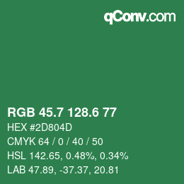 カラーコード: RGB 45.7 128.6 77 | qconv.com