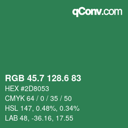 カラーコード: RGB 45.7 128.6 83 | qconv.com