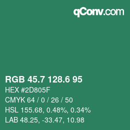カラーコード: RGB 45.7 128.6 95 | qconv.com