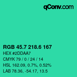 カラーコード: RGB 45.7 218.6 167 | qconv.com