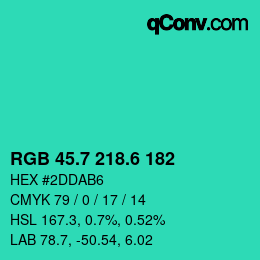 カラーコード: RGB 45.7 218.6 182 | qconv.com