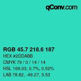 カラーコード: RGB 45.7 218.6 187 | qconv.com