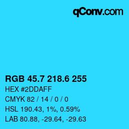カラーコード: RGB 45.7 218.6 255 | qconv.com