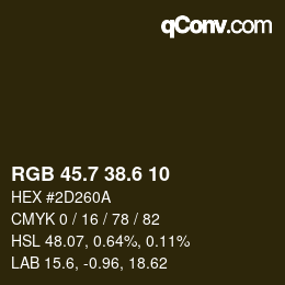 カラーコード: RGB 45.7 38.6 10 | qconv.com