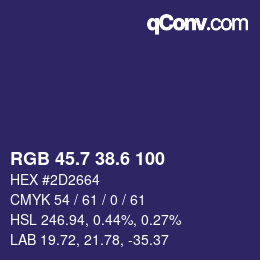 カラーコード: RGB 45.7 38.6 100 | qconv.com