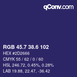 カラーコード: RGB 45.7 38.6 102 | qconv.com