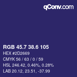 カラーコード: RGB 45.7 38.6 105 | qconv.com