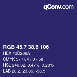 カラーコード: RGB 45.7 38.6 106 | qconv.com