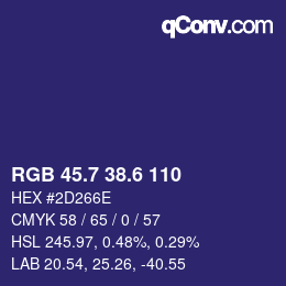カラーコード: RGB 45.7 38.6 110 | qconv.com