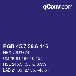 カラーコード: RGB 45.7 38.6 116 | qconv.com