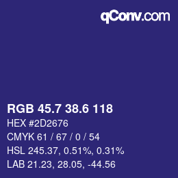 カラーコード: RGB 45.7 38.6 118 | qconv.com