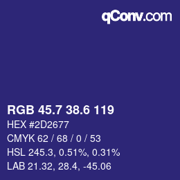 カラーコード: RGB 45.7 38.6 119 | qconv.com