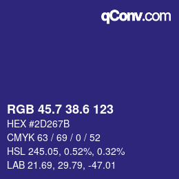 カラーコード: RGB 45.7 38.6 123 | qconv.com