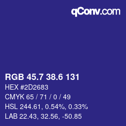 カラーコード: RGB 45.7 38.6 131 | qconv.com