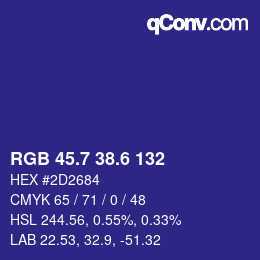 カラーコード: RGB 45.7 38.6 132 | qconv.com
