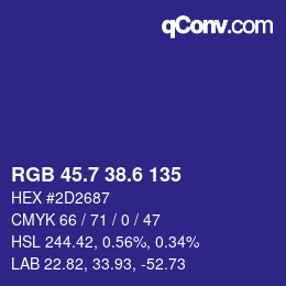 カラーコード: RGB 45.7 38.6 135 | qconv.com