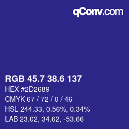 カラーコード: RGB 45.7 38.6 137 | qconv.com