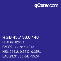 カラーコード: RGB 45.7 38.6 140 | qconv.com