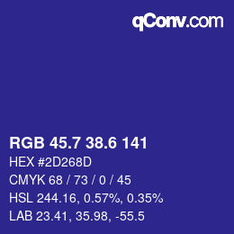 カラーコード: RGB 45.7 38.6 141 | qconv.com
