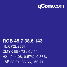 カラーコード: RGB 45.7 38.6 143 | qconv.com