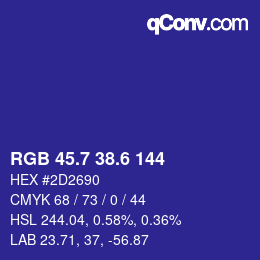 カラーコード: RGB 45.7 38.6 144 | qconv.com