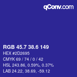 カラーコード: RGB 45.7 38.6 149 | qconv.com