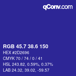カラーコード: RGB 45.7 38.6 150 | qconv.com