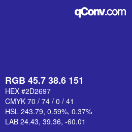 カラーコード: RGB 45.7 38.6 151 | qconv.com