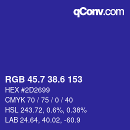 カラーコード: RGB 45.7 38.6 153 | qconv.com