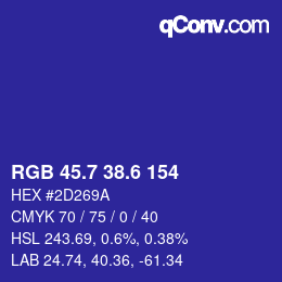 カラーコード: RGB 45.7 38.6 154 | qconv.com