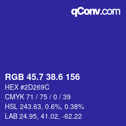 カラーコード: RGB 45.7 38.6 156 | qconv.com
